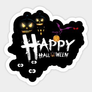 Spooktacular Monochrome: Haunted Halloween Delight Tee Sticker